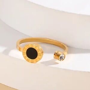 Luxury 18K Golden-Plated Titanium Steel Roman Numeral Ring - Adjustable Open